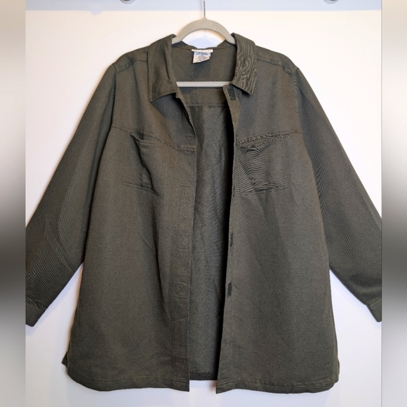 Vintage White Stag Woman Army Green Shacket Size 18W - Picture 2 of 9